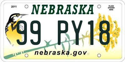 NE license plate 99PY18