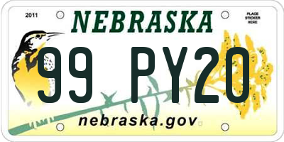 NE license plate 99PY20