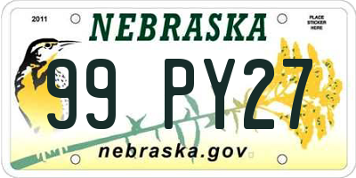 NE license plate 99PY27