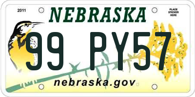 NE license plate 99PY57