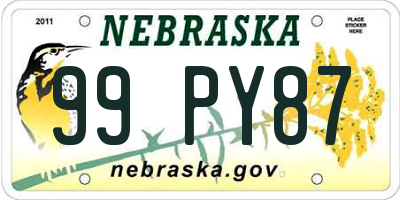 NE license plate 99PY87