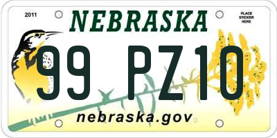 NE license plate 99PZ10