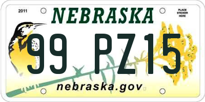 NE license plate 99PZ15