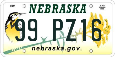 NE license plate 99PZ16