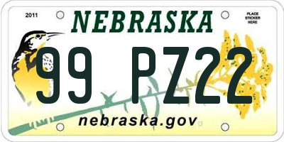 NE license plate 99PZ22