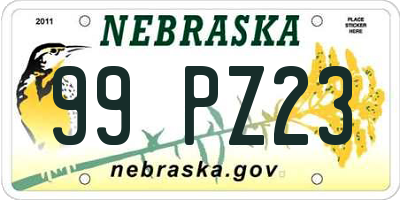 NE license plate 99PZ23