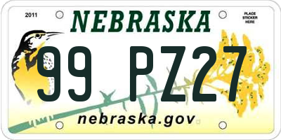 NE license plate 99PZ27