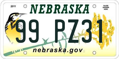 NE license plate 99PZ31