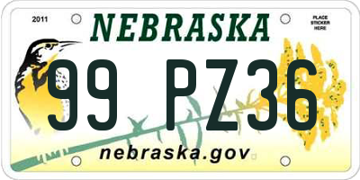 NE license plate 99PZ36