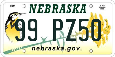 NE license plate 99PZ50