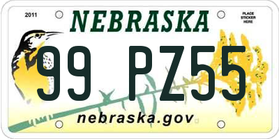 NE license plate 99PZ55