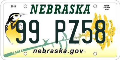 NE license plate 99PZ58