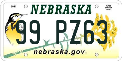 NE license plate 99PZ63