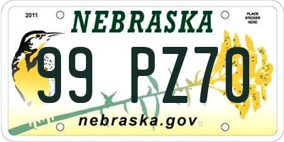 NE license plate 99PZ70