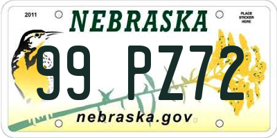NE license plate 99PZ72