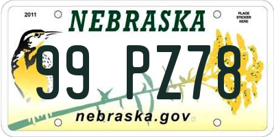 NE license plate 99PZ78