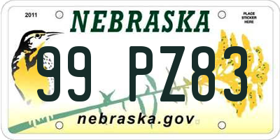 NE license plate 99PZ83