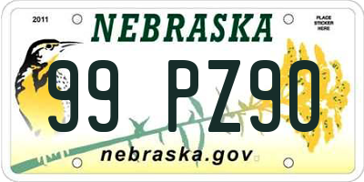 NE license plate 99PZ90