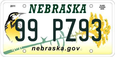 NE license plate 99PZ93