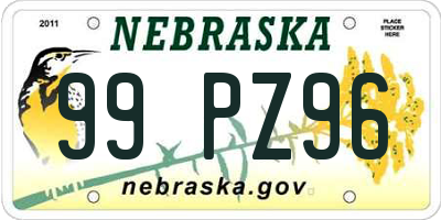 NE license plate 99PZ96