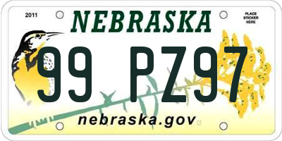 NE license plate 99PZ97