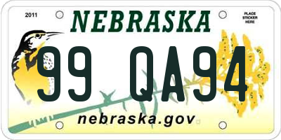 NE license plate 99QA94