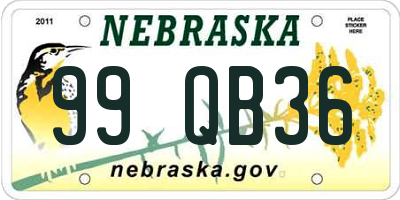 NE license plate 99QB36