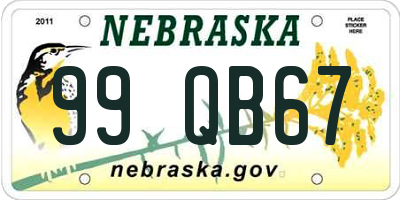 NE license plate 99QB67
