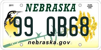 NE license plate 99QB68