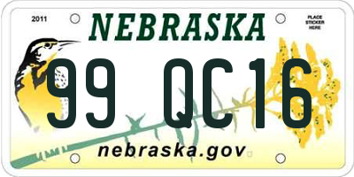 NE license plate 99QC16