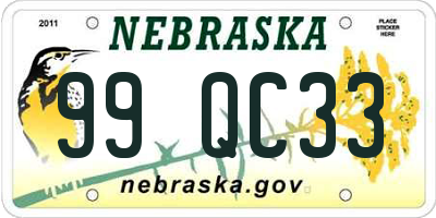 NE license plate 99QC33