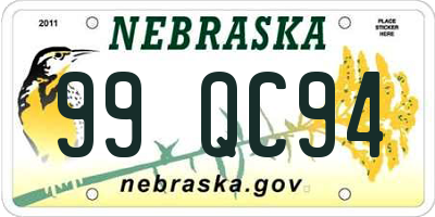 NE license plate 99QC94