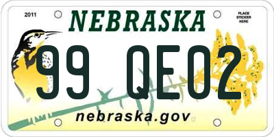 NE license plate 99QE02