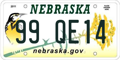 NE license plate 99QE14