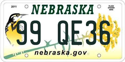 NE license plate 99QE36