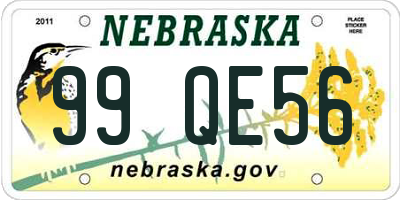 NE license plate 99QE56