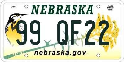 NE license plate 99QF22