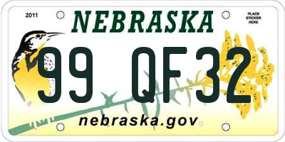 NE license plate 99QF32