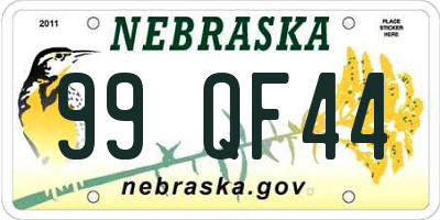 NE license plate 99QF44