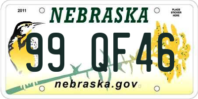 NE license plate 99QF46