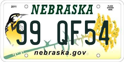 NE license plate 99QF54