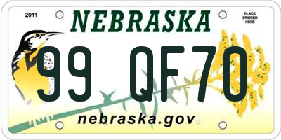 NE license plate 99QF70