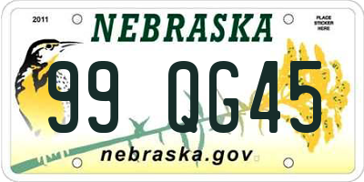 NE license plate 99QG45