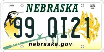 NE license plate 99QI21