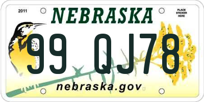 NE license plate 99QJ78