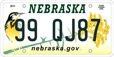 NE license plate 99QJ87