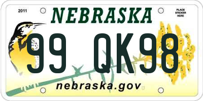 NE license plate 99QK98