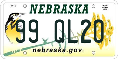 NE license plate 99QL20