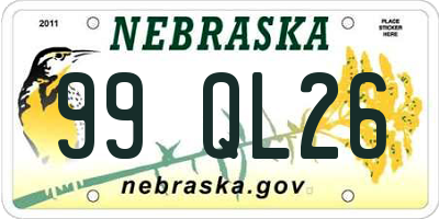 NE license plate 99QL26