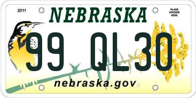 NE license plate 99QL30